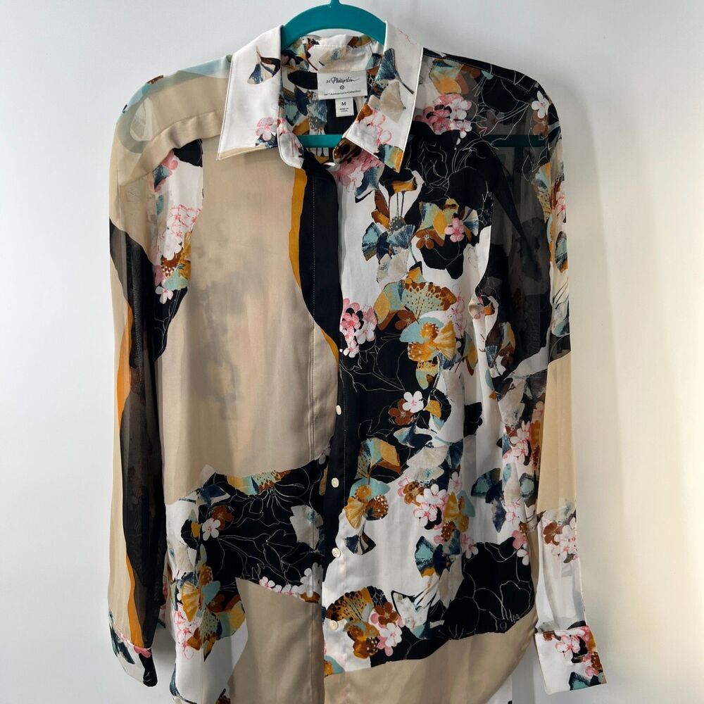 3.1 Phillip Lim for Target Blouse Floral Long Sleeve Size medium colorful button
